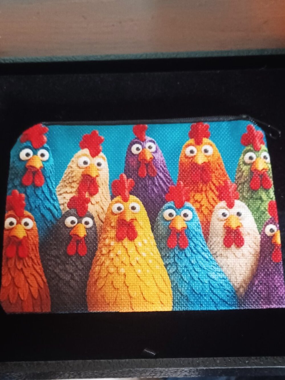 Silly Chickens Zippered Change Purse/Cosmetic Bag